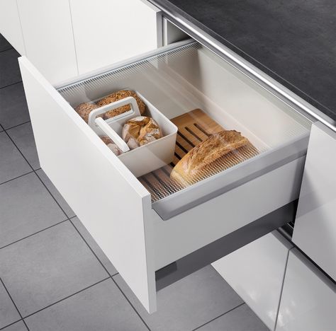 Drawer box for food, Hailo Pantry Box - in the Häfele Australia Shop Bread Drawer, Cupboard Pantry, Food Quote, Outdoor Camping Kitchen, Larder Cupboard, Pantry Boxes, Kitchen Cupboard Doors, Doors Kitchen, Camping Kitchen