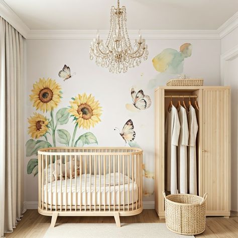 Nursery Ideas Sunflower, Sunflower Nursery Theme, Sunflower Baby Nursery, Sunflower Nursery, Nursery Themes, The Peace, Future Kids, Nursery Ideas, Soft Pastel