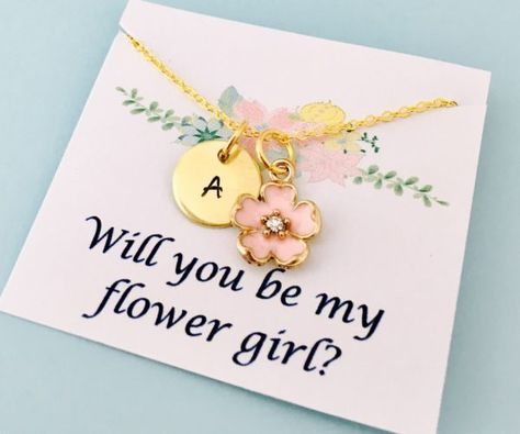 Flower Girl Gifts and Accessories from Etsy Flower Girl Necklace, Flower Girl Jewelry, Girl Necklace, Necklace Flower, Future Wedding Plans, Flower Girl Gifts, Cute Wedding Ideas, Wedding Flower Girl, Bridesmaid Flowers