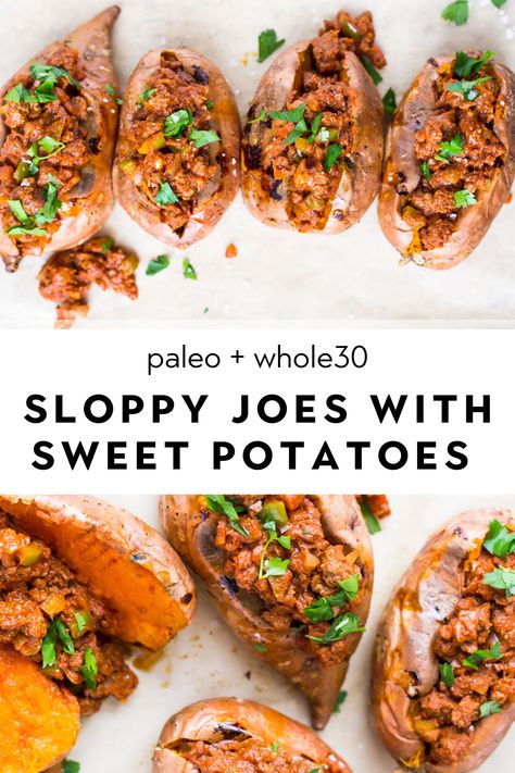 Paleo Sloppy Joes, Healthy Sloppy Joes, Tattoos Masculinas, Med Diet, Stuffed Sweet Potatoes, Whole30 Dinners, Whole 30 Diet, Low Carbs, Recipe 30