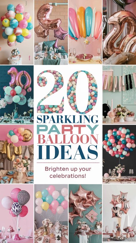 20 Sparkling Party Balloon Ideas Diy Balloon Centerpieces, Sparkle Party Theme, Diy Glitter Crafts, Party Balloon Ideas, 15 Themes, Bling Ideas, Sparkle Party, Balloon Ideas, Balloon Arrangements