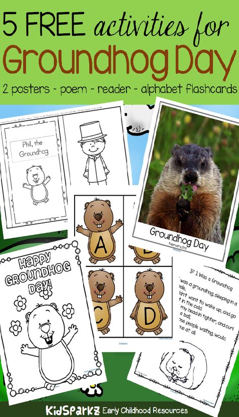 Groundhog Day is February 2nd - get 5 free activities to add to your preschool theme unit. #groundhogday Kindergarten Groundhog Day, Preschool Units Themes, Preschool Groundhog, February Lesson Plan, February Lessons, Kindergarten February, Groundhog Day Activities, February Classroom, February Activity