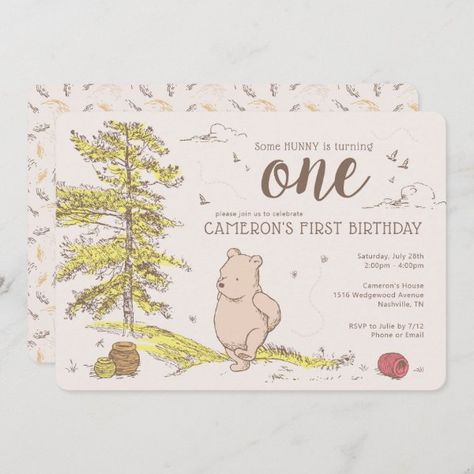 Winnie The Pooh First Birthday, Pooh First Birthday, Friends Watercolor, Pooh Invitation, Pumpkin 1st Birthdays, Pooh Birthday, Classic Pooh, Winnie The Pooh Birthday, Classic Winnie The Pooh