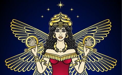 Inanna - Prominent And Highly Honored Mesopotamian Goddess - Ancient Pages Mesopotamian Goddess, Goddess Wallpaper, Lilith Altar, Akkadian Empire, Inanna Goddess, Lady Lilith, Celestial Goddess, Ancient Sumerian, Queen Of Heaven