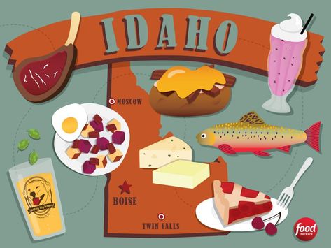 The Best Restaurants in Idaho : Food Network | Best Food in America by State : Food Network | Food Network Idaho Food, Finger Steaks, State Recipes, Rocky Mountain Oysters, State Names, Us Geography, Idaho Travel, Recipe Icon, State Foods