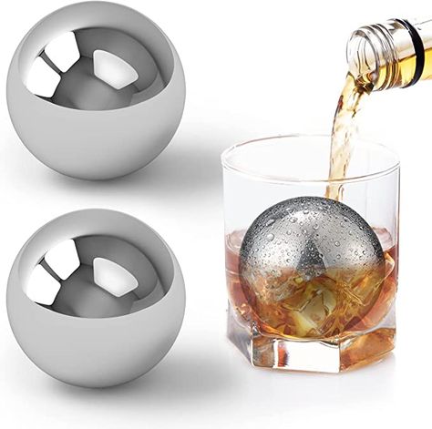 Amazon.com: Gifts for Men Dad, Tikaton Whiskey Stones, Christmas Stocking Stuffers, Unique Anniversary Birthday Gift Ideas for Him Husband Boyfriend, Cool Retirement Gifts for Men, Silver Ball: Home & Kitchen Whiskey Ice Cubes, Whiskey Ice, Retirement Gifts For Men, Whiskey Stones, Beer Cooler, Ice Ball, Whiskey Drinks, Best Dad Gifts, Big Balls