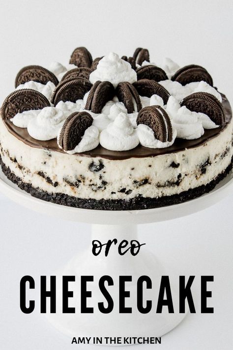 The BEST Oreo Cheesecake recipe! An easy to make, decadent, cookies and cream filled cheesecake with an Oreo cookie crust, chocolate ganache and homemade whipped cream! #recipe #oreo #oreocheesecake #dessert #cheesecake Decadent Cookies, Oreo Cheesecake Recipe, Oreo Torte, Homemade Whipped Cream Recipe, Dessert Cheesecake, Oreo Cheesecake Recipes, Dessert Oreo, Oreo Cookie Crust, Easy Cheesecake Recipes