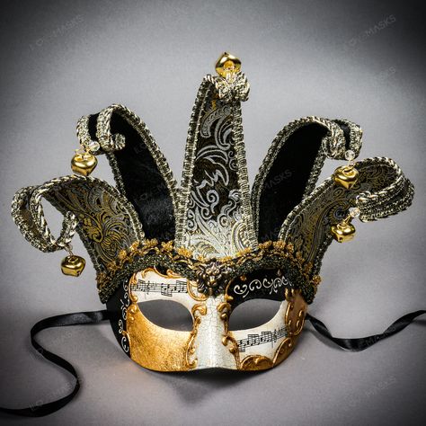 Masquerade Ball Masks Gold, Masquerade Couple, Venice Festival, Masquerade Mask Black, Masquerade Ball Masks, Jester Mask, Madi Gras, Mysterious Character, Theater Play