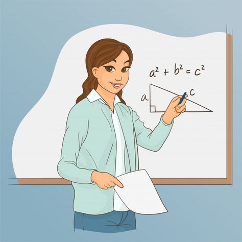 Math’s teacher explaining arithmetic Science And Math Poster Drawing, Math Related Background, Maths Cartoon Images, Vectors Math Notes, Scientist Cartoon, Math Lady Meme, Math Drawing, Math Cartoons, Math Professor