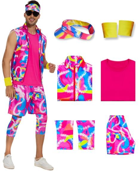 Margot Robbie Halloween, Ken Costume, Workout Costume, 80s Workout Costume, 80s Workout Outfit, 80s Halloween Costumes, Jogging Leggings, 80s Workout, Neon Leggings