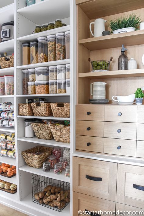 Open Shelves Pantry Organization, Open Pantry Shelving Ideas, Open Pantry Kitchen, Open Pantry Ideas, Open Shelf Pantry, Ivar Regal, Walk In Pantry Ideas, Pantry Shelving Ideas, Open Pantry