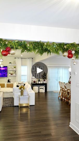 10K views · 667 reactions | Entryway Christmas garland transformation… using shower curtain rod hack | Fabprecious_home Tension Rod Christmas Decor, Shower Rod Christmas Garland, Tension Rod Garland, Christmas Decorating Hacks, Entryway Christmas, Basketball Ideas, Holiday Hacks, Diy Curtain Rods, Meat Rolls