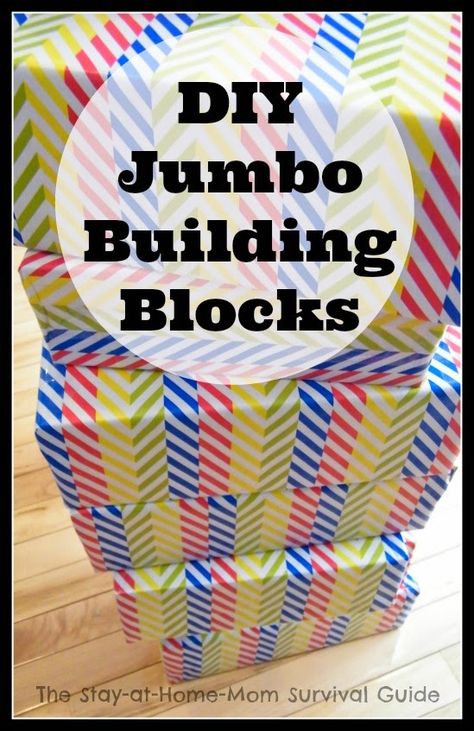 Great idea for upcycling old shoe boxes or large food boxes-make jumbo building blocks for the kids. Idea from The Stay-at-Home-Mom Survival... Diy Foam Climbing Blocks, Diy Blocks For Kids, Cardboard Building Blocks, Foam Building Blocks, Educational Activities For Toddlers, Blocks For Toddlers, Creative Lesson Plans, Easy Toddler Activities, Food Boxes