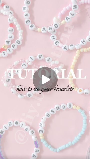 How To Tie A Know In A Bracelet, Friendship Bracelets How To Tie, How To Tie A Bead Bracelet, How To Tie Seed Bead Bracelets, Tying Friendship Bracelets, How To Make Taylor Swift Bracelets, Swift Bracelet Ideas, How To Tie Beaded Bracelets, How To Tie Bracelets