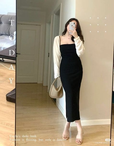 Sleeping Wear Aesthetic, Formal Outfits For Women Classy Dress, Fitted Dress Outfit Casual, Korean Fashion Casual Classy, Korean Elegant Outfit, Graduation Attendee Outfit, Classy Dress Casual, Office Style Outfits, Korean Outfit Street Styles