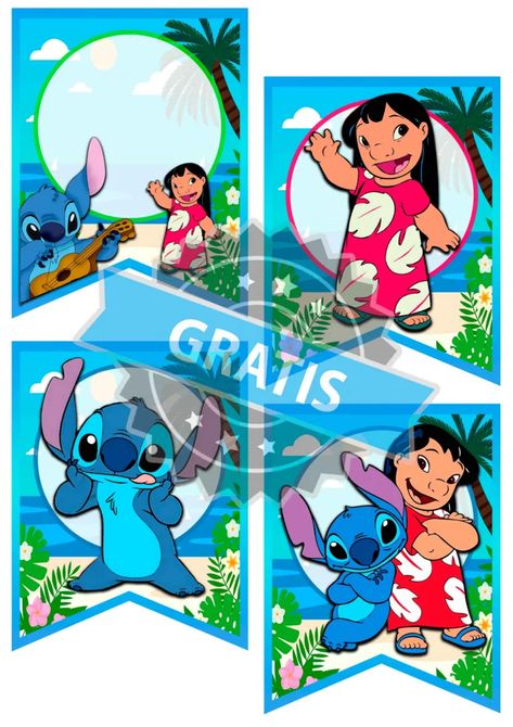 Lilo Y Stitch Cumpleaños, Cumple De Stitch Ideas, Lilo And Stitch Cake, Stitch Cake, Stickers Png, Lilo Y Stitch, Tropical Party, Lilo Stitch, Printable Decor