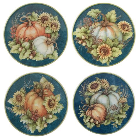 6"é. Fine Dinnerware, Autumn Breeze, Casual Dinnerware, Fall Gathering, Table Art, Rustic Blue, Small Bites, Dessert Plates, Plates Set