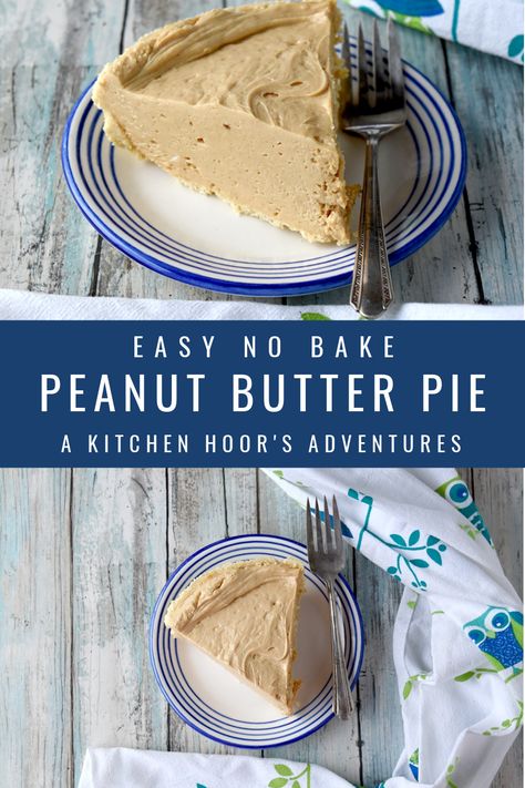 "Easy No Bake Peanut Butter Pie has 5 ingredients and whips up in under five minutes. Perfect for a backyard party or barbecue. Or just because you want some peanut butter pie. #OurFamilyTable #peanutbutterpie #nobakepie #peanutbutter #nobakedessert Cherry Delight Dessert, Peanut Butter Pie Recipe No Bake, No Bake Peanut Butter Pie, Cool Whip Pies, Easy Peanut Butter Pie, Yogurt Pie, Whipped Peanut Butter, No Bake Peanut Butter, Peanut Butter No Bake