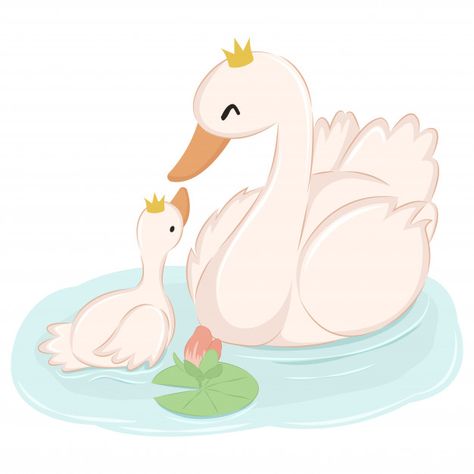 Mommy goose and baby goose Premium Vecto... | Premium Vector #Freepik #vector #floral Goose Illustration, Goose Drawing, Hedgehog Illustration, Tears Art, Kids Background, Baby Illustration, Farm Logo, Cute Animal Illustration, Gold Christmas Decorations