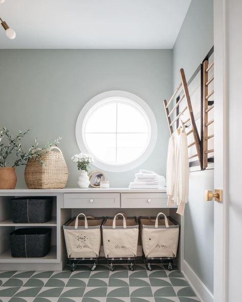 Laundry Room Window Targets Beauty and Practicality | Pella Comfort Gray Sherwin Williams, Sherwin Williams Comfort Gray, Laundry Inspiration, Mudroom Paint Color, Gray Sherwin Williams, Laundry Room Paint Color, Mudroom Flooring, Sherwin Williams Gray, White Oak Hardwood Floors