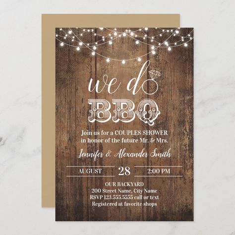 Rustic we do BBQ couples shower Invitation We Still Do Bbq, We Do Bbq, Casual Engagement Party, Couples Shower Invitation, I Do Bbq, Bbq Invitation, Bbq Wedding, Couples Shower Invitations, Wedding Anniversary Invitations