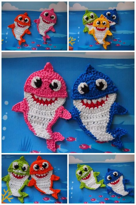 Amigurumi Baby Shark Free Pattern 18 Shark Applique, Shark Crochet, Crochet Hdc, Crochet Appliqué, Crochet Shark, Crochet Pattern Instructions, Crochet Abbreviations, Magic Ring, Pattern Baby