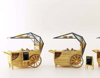 Pushcart Design, Vendor Cart, Design For Restaurant, Peanut Butter And Banana, Mobile Cart, Cart Design, Food Cart Design, Bistro Food, Candy Cart