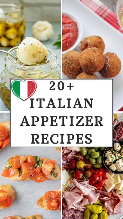 These 24 Italian appetizer recipes  are perfect for any occasion, whether you're hosting a holiday gathering or a casual get-together. Italian Appetizers Authentic, Easy Italian Finger Foods, Authentic Italian Appetizers Italy, Date Night Starters Recipes, Italian Food Bridal Shower Ideas, Italian Dinner Party Appetizers, Italian Food Party Ideas Appetizers, Italian Game Day Food, Stuffed Olives Party Appetizers