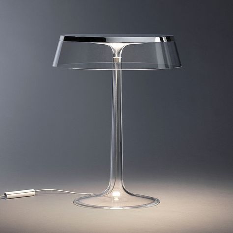 Philippe Starck Designs Two New Products for FLOS Philippe Starck Design, Table Transparente, Beautiful Floor Lamps, Table Top Lamps, Futuristic Furniture, Modern Lighting Design, Glass Furniture, Floor Lamp Design, Brass Lamp