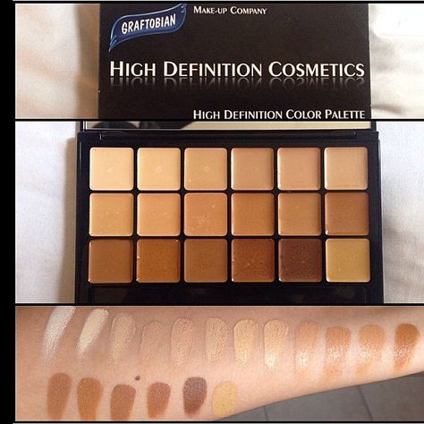 Easily one of CRC's most popular palettes, the Graftobian Hi-Def Glamour Creme Super Palette!  Check out these beautiful swatches by one of our Instagram friends, @ajsmakeup!  This palette also works splendidly for highlighting and contouring. Foundation Palette, Makeup Artist Kit, Freelance Makeup Artist, Makeup Artist Tips, Contour Palette, Mac Makeup, Makeup Geek, Artistry Makeup, Makeup Kit