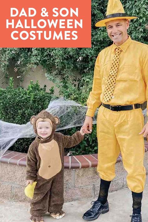 3 Dad and Son Costume Ideas Father And Son Costumes, Dad Daughter Halloween Costumes, Father And Son Halloween Costumes, Halloween Costumes For Dads, Father Son Halloween Costumes, Father Son Costumes, Father Daughter Halloween Costumes, Purim Ideas, Dad And Son