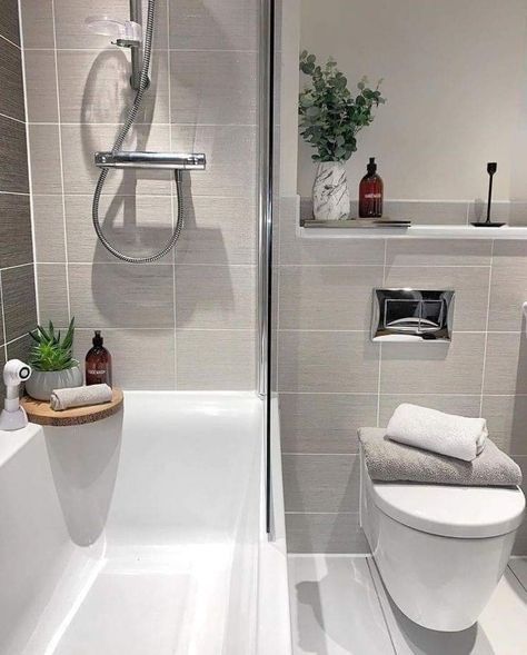 Small Bathroom Ideas With Tub Space Saving, Family Bathroom Tile Ideas, Small Bathroom Ideas Grey Tiles, Simple Family Bathroom, New Build Bathroom Ideas Uk, Shower Bath Ideas, Bathroom Ideas Tiles, Uk Bathroom Ideas, Small Grey Bathroom