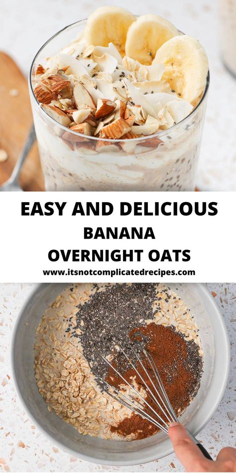 Banana Cinnamon Overnight Oats are so simple to prepare! Simply combine your ingredients and refrigerate overnight, and you have a delicious breakfast to wake up to. These creamy overnight oats are so satisfying and an ideal way to begin your day. Recipes Autumn, Cinnamon Overnight Oats, Complicated Recipes, Smoothies Vegan, Banana Overnight Oats, Overnight Oats Healthy, Healthy Breakfasts, Banana Oats, Healthy Liver