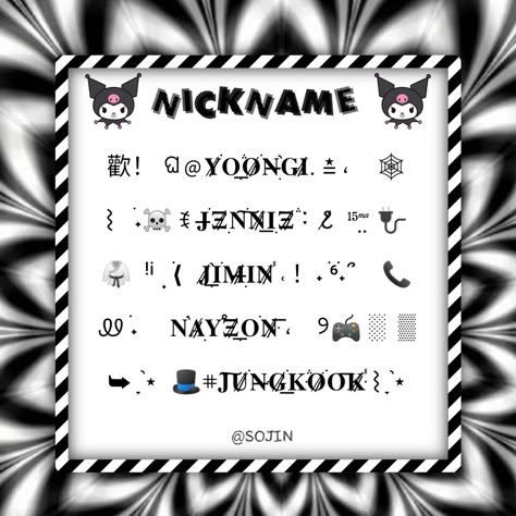 @ SoJin (No robar ♡) NickNames Dark #Nick #estetica #dark #amino #NickNames Yoongi Nicknames, Jungkook Nicknames, Dark Nicknames, Bts Nicknames, Indie Packs, Aesthetic Letters, Instagram Funny Videos, + Core + Aesthetic, Instagram Bio