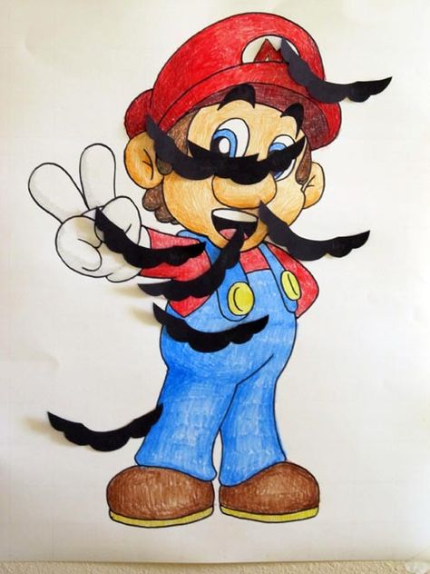 Pin The Mustache On Mario, Super Mario Brothers Birthday Party, Super Mario Brothers Party, Mario Party Games, Super Mario Brothers Birthday, Mario Brothers Birthday Party, Mario Kart Party, Games Group, Nintendo Party