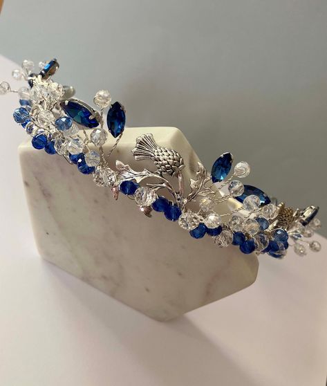 Bridal Business, Silver Tiara, Hair Jewellery, Light Sapphire, Scottish Thistle, Gold Headband, Hair Jewelry Wedding, Wedding Tiara, Silver Brooch