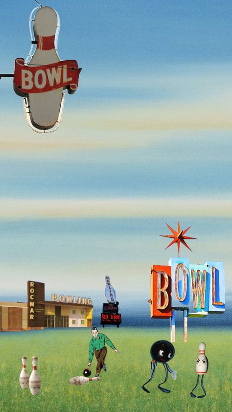 Bowling anyone? 🎳 #nostalgia #odd #vintage Bowling Painting, Retro Bowling Alley, Bowling Vintage, Retro Bowling, Bowling Alley, Line Illustration, Bowling, Art Inspo, Mario