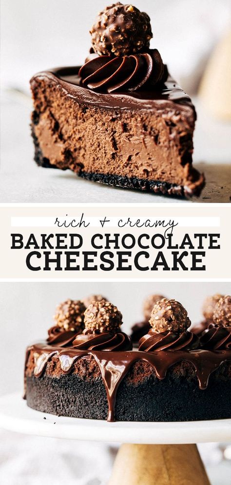 Baked Chocolate Cheesecake, Freeze Cheese, Best Chocolate Cheesecake, Double Chocolate Cheesecake, Chocolate Cheesecake Recipe, Triple Chocolate Cheesecake, No Bake Chocolate Cheesecake, Chocolate Cheesecake Recipes, Homemade Cheesecake