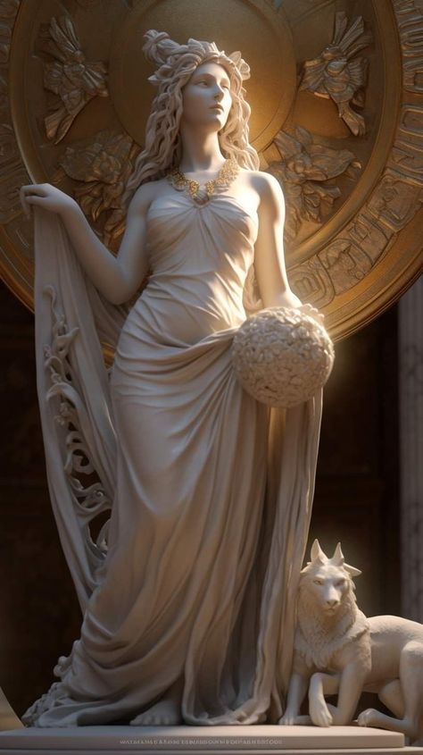 Greek Goddess Statue, Goddess Statues, Greek Mythology Statue, Fantasy Statue, Greek Women, Roman Statue, Goddess Sculpture, Ethno Style, Greek Statues