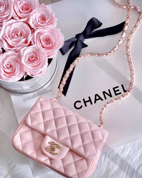 Pink Chanel Bag, Pink Wednesday, Pink Skirt Set, Trendy Purses, Luxury Bags Collection, Gucci Purses, Pink Shades, Chanel Mini, Girly Bags