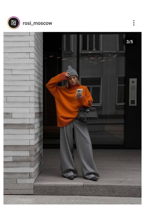 Oversized Outfit Winter, Orange Turtleneck Outfit, Oversize Outfit, Orange Sweatshirt, Sweater Streetwear, Turtleneck Outfit, Orange Sweater, Orange Blouse, Orange Sweaters