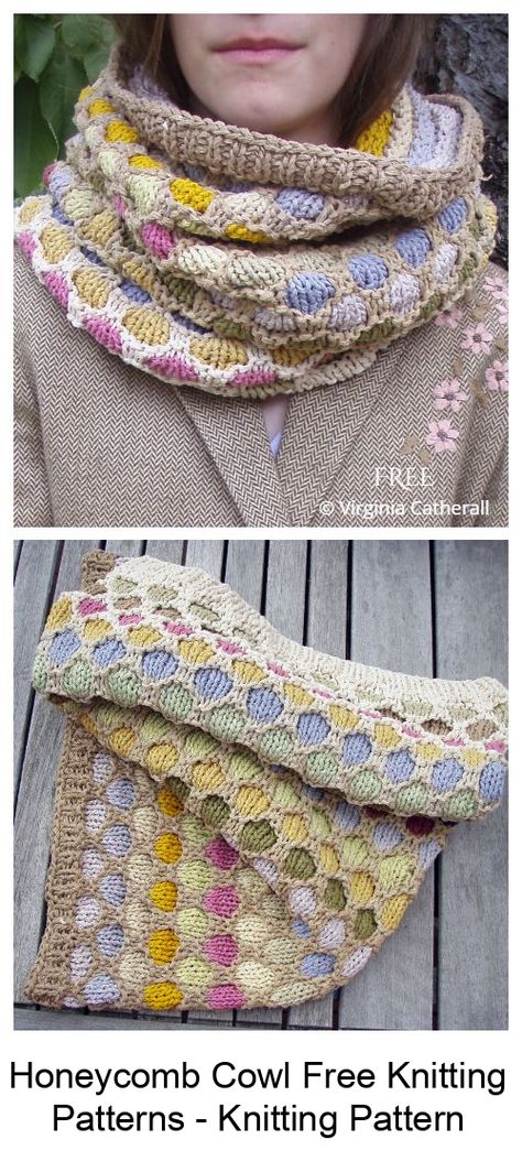 Honeycomb Cowl Free Knitting Patterns #knit Stranded Knitting Patterns Socks, 3 Color Knitting Pattern, Honeycomb Knitting Pattern, Knitting Cowl Patterns Free, Scarf Knitting Patterns Free, Knitting Inspiration Creative, Unique Knitting Projects, Two Color Knitting Patterns, Unique Knitting Patterns