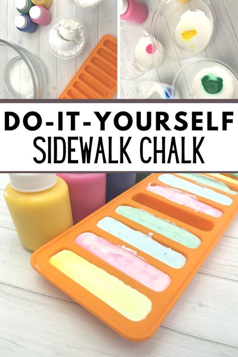 sidewalk chalk in mold, ingredients for sidewalk chalk, make your own sidewalk chalk Diy Sidewalk Chalk Paint, Sidewalk Chalk Recipe, Diy Sidewalk Chalk, Diy Sidewalk, Homemade Chalk, Chalk Crafts, Diy Science Experiments, Sidewalk Chalk Art, Diy Chalk