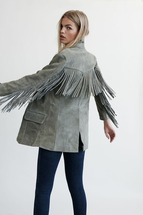 Fringe Clothing, Fringe Coats, Fringe Leather Jacket, Leather Blazer Jacket, Suede Fringe Jacket, Leather Jacket Outfits, Free People Jacket, Fringe Jacket, Suede Fringe