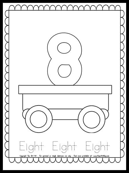 Train Number 8 Coloring Page! FREE Printable! Free Number Printables, Number Printables, Train Coloring Pages, Number Eight, Coloring Page Free Printable, Toddler Worksheets, Educational Activities For Kids, Printable Numbers, Fun Printables