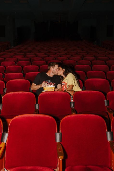 Couple In Movie Theater, Movie Theater Engagement Photoshoot, Cinema Engagement Photos, Movie Theatre Couple Pics, Movie Theatre Engagement Photos, Movie Theater Couple Pictures, Movie Theater Couple, Movie Theater Engagement Photos, Cinema Shoot