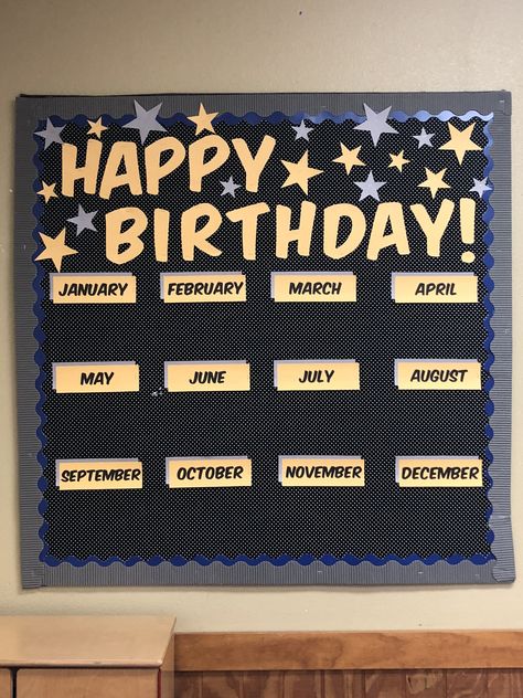 Birthday Charts For High School, Ideas For Class Board Decoration, Birthday Chart Ideas For Office, Birthdays Charts Classroom, Happy Birthday Corner For Classroom, Happy Birthday Chart Ideas, Cute School Board Ideas, Birthday Board Ideas For Classroom, Birthday Board For Workplace