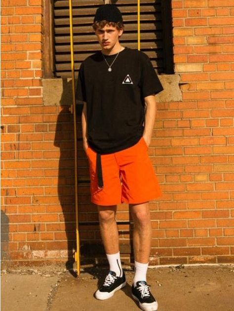 Orange Shorts Outfit Men, Orange Shorts Outfit, Shorts Outfit Men, Mens Shorts Outfits, Shorts Outfit, Orange Shorts, Casual Design, Gym Outfit, 12 12