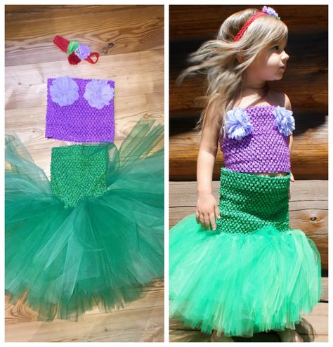 Ariel Costume Kids, Ariel Costume Diy, Tutu Dress Tutorial, Toddler Mermaid Costumes, Mermaid Costume Kids, Mermaid Tutu Dress, Blonde Halloween Costumes, Mermaid Costume Diy, Tutu Top