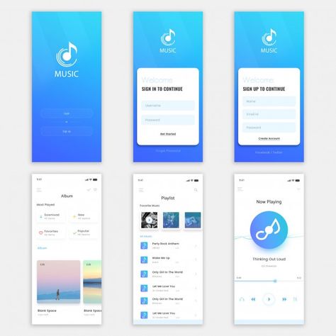 Music mobile app ui kit Premium Psd | Premium Psd #Freepik #psd #music #templates #mobile #graphics App Wireframe, Music Template, Account Facebook, About Music, Celebrity Look Alike, Mobile App Ui, Music App, Psd Icon, Ui Kit